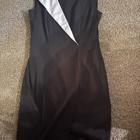 Calvin Klein Black and White Asymmetrical Cocktail Dress - Picture 2 of 6